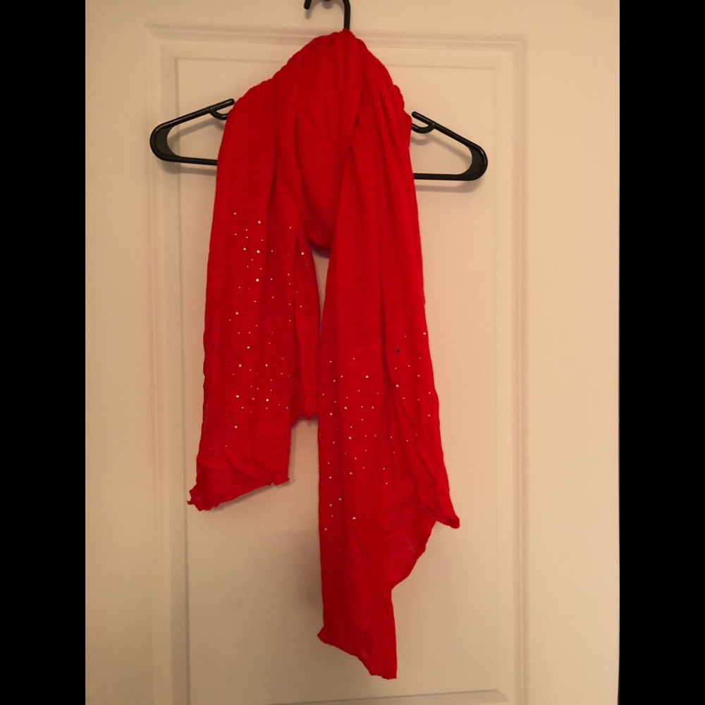 Brand new red scarf with rhinestones
